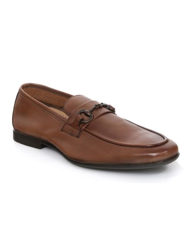 Mocasín de piel de piso antideslizante color cuero