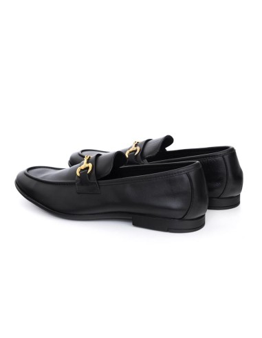 Mocasín de piel de piso antideslizante color negro