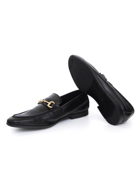 Black leather moccasin