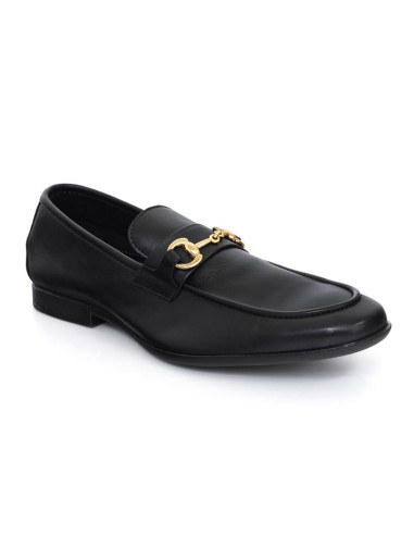 Mocasín de piel de piso antideslizante color negro