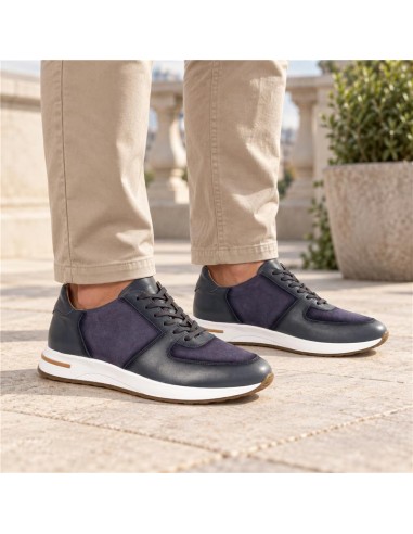 Blue leather sport shoe