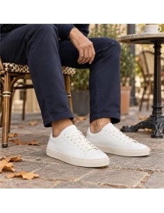 Sneakers de piel liso color blanco