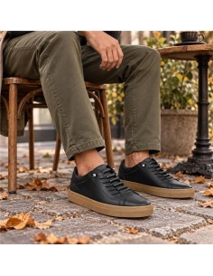 Black leather sneakers