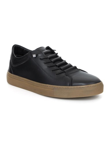 Sneakers de piel liso color negro