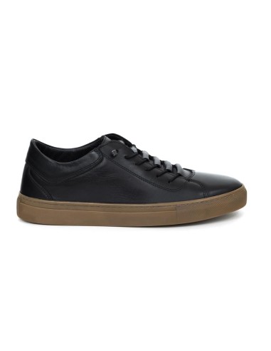 Sneakers de piel liso color negro