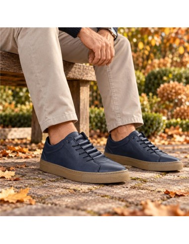 Blue leather sneakers