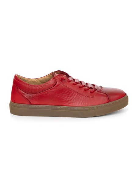 Red leather sneakers