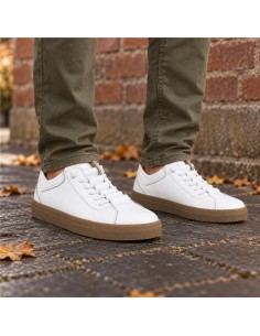 Sneakers de piel liso color blanco