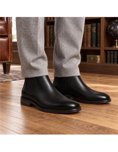 Black leather chelsea boots