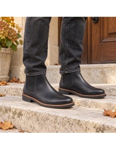 Botines Chelsea de piel con elástico lateral color negro