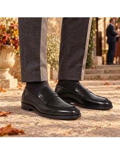 Mocassin de peau le noir VIZANTIK-NEGRO