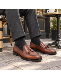 Brown leather moccasin