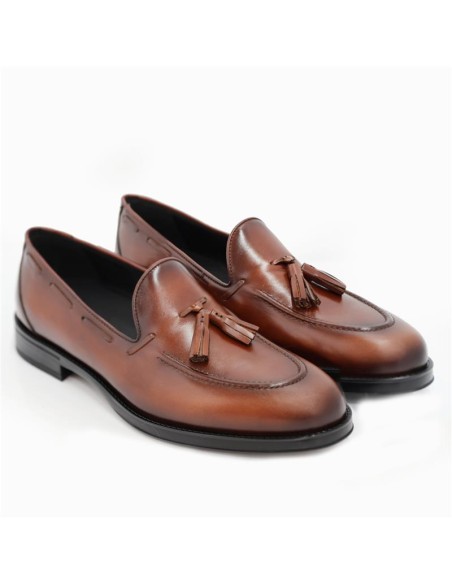 Brown leather moccasin