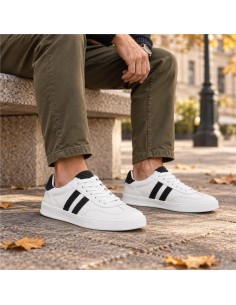 Sneakers de piel liso color blanco