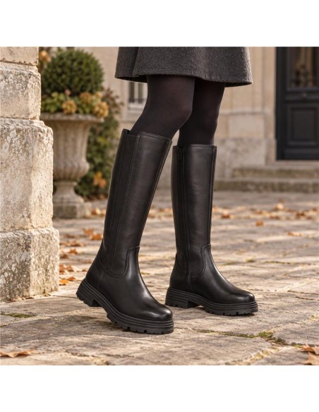 bottes femme de peau le noir W-ALVEN-BLACK