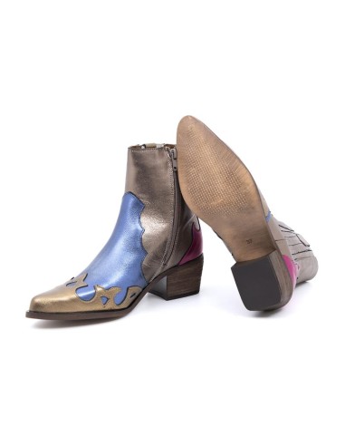 Botas de mujer liso combinado de pieles color multicolor