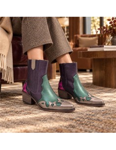 Botas de mujer liso combinado de pieles color multicolor