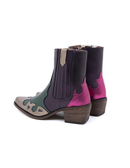 Botas de mujer liso combinado de pieles color multicolor