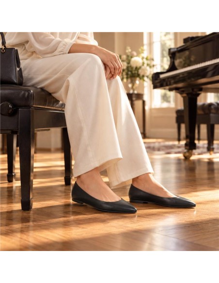 Black leather Ballet Flat
