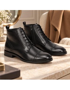 Botines de mujer de piel con hebilla color negro