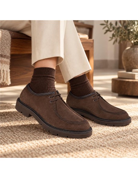 Zapato de Vestir de piel con hebilla color marrón