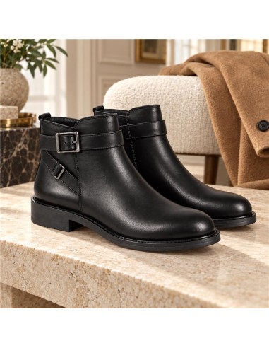 Botines de mujer de piel con hebilla color negro