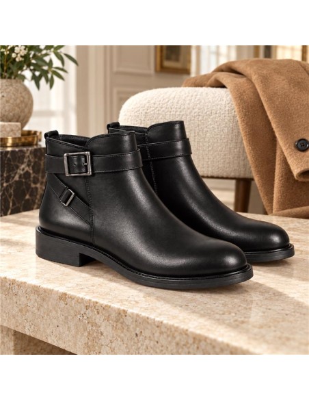 Black leather women's boots