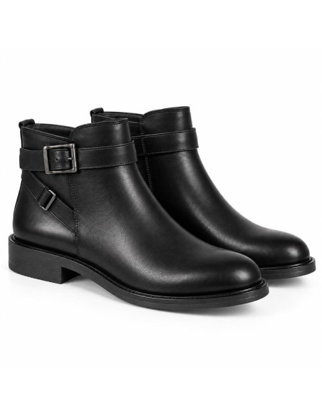 Botines de mujer de piel con hebilla color negro