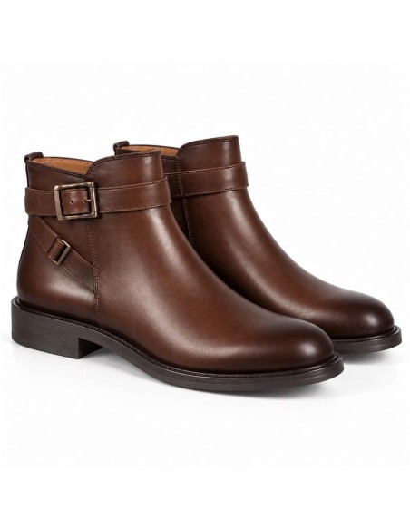 Brown leather women's boots