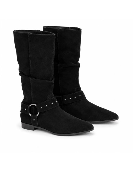 Black leather Women's high boots