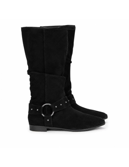 Botas de mujer de piel con hebilla color negro