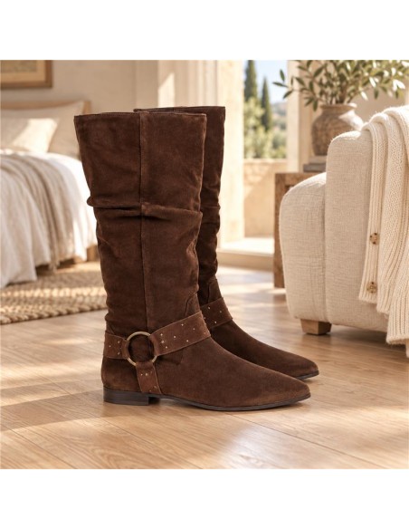 bottes femme de peau marron W-BONARI-BROWN