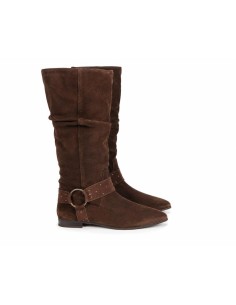 Botas de mujer de piel con hebilla color marrón 2
