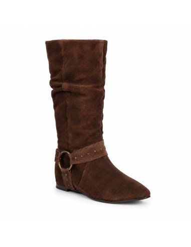 Botas de mujer de piel con hebilla color marrón