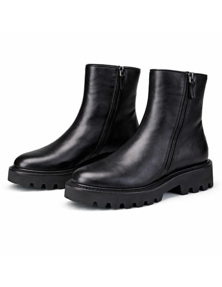 Botines de mujer de piel acabado a mano color negro