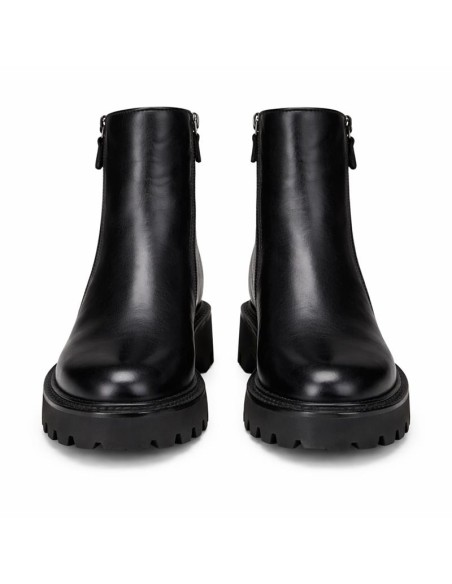 Botines de mujer de piel acabado a mano color negro