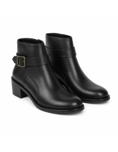 Botines de mujer de piel con hebilla color negro 2