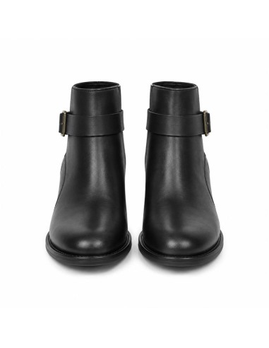 Botines de mujer de piel con hebilla color negro