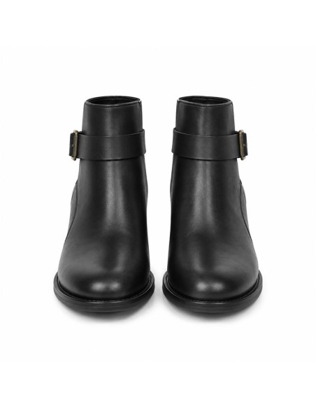 Botines de mujer de piel con hebilla color negro