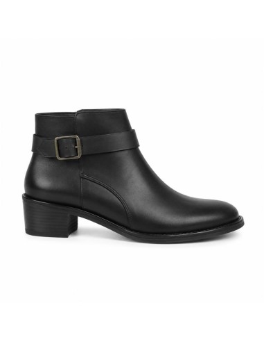 Botines de mujer de piel con hebilla color negro