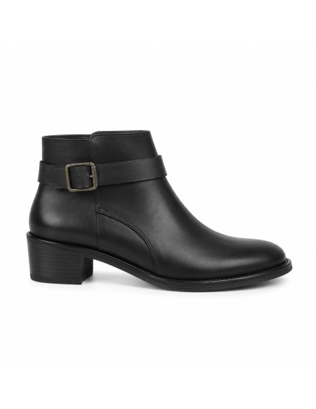 Botines de mujer de piel con hebilla color negro