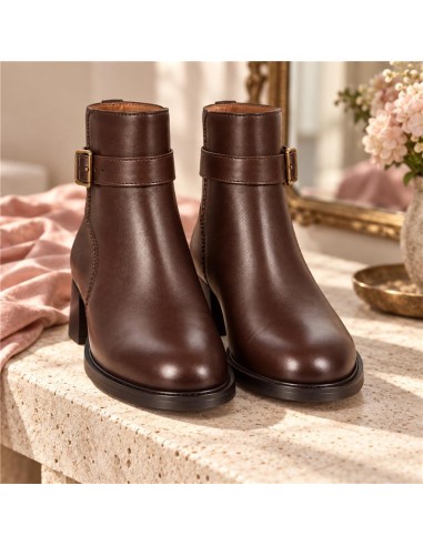 Brown leather women's boots