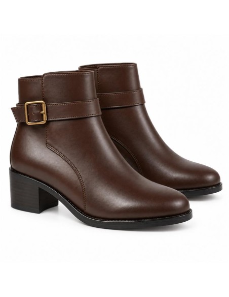 bottines femme de peau marron W-BUNARI-BROWN