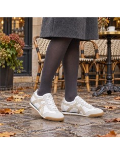 Deportivo de mujer de piel combinado de pieles color marrón