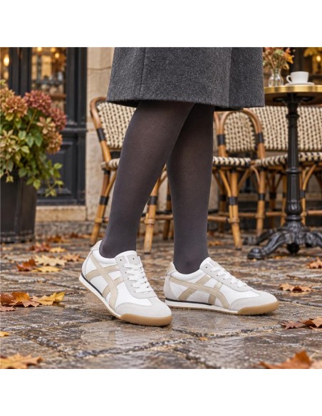 Deportivo de mujer de piel combinado de pieles color marrón