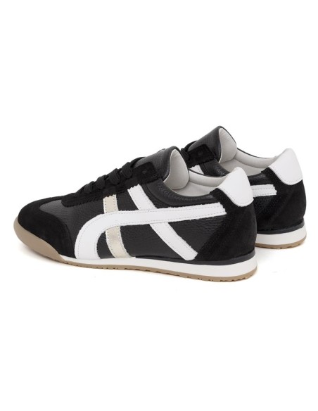 Deportivo de mujer de piel combinado de pieles color marrón