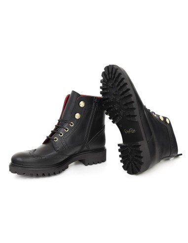 Botines de mujer de piel semi-brogado color marrón