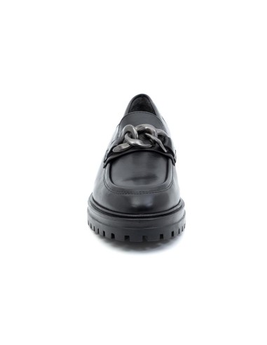 Black leather women's moccasins