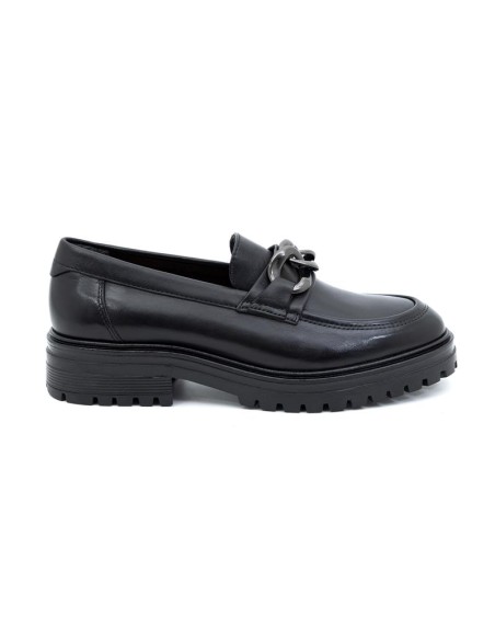 Black leather women's moccasins
