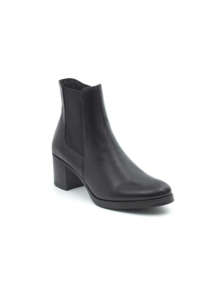 Botines de mujer de piel acabado a mano color negro